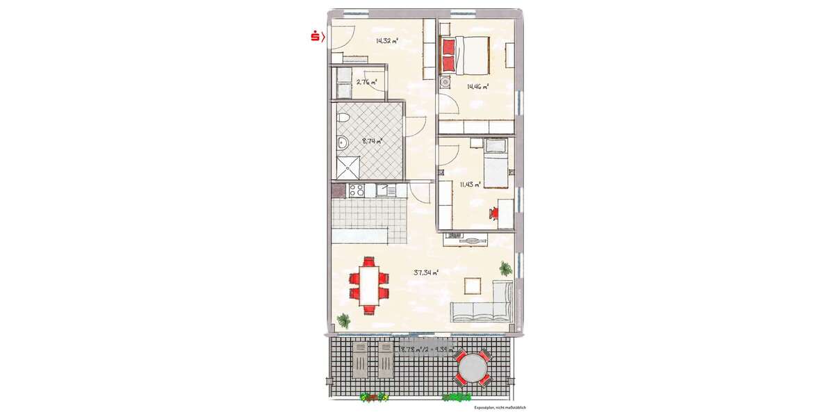 Etagenwohnung Dülmen - 3 Zimmer, 98 m&sup2;, 1.225&euro; | Angebot:27111739