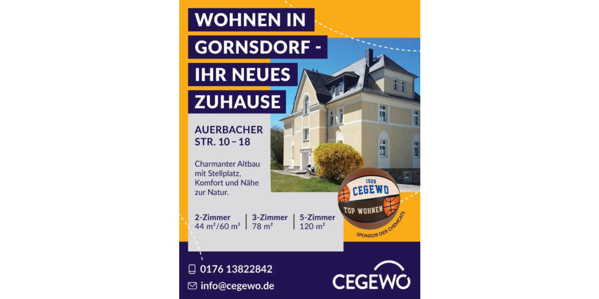 Dachgeschoßwohnung Gornsdorf - 2 Zimmer, 60 m&sup2;, 350&euro; | Angebot:25428667