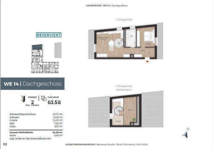 Etagenwohnung Nürnberg Reutles - 2 Zimmer, 63 m&sup2;, 890&euro; | Angebot:25108531