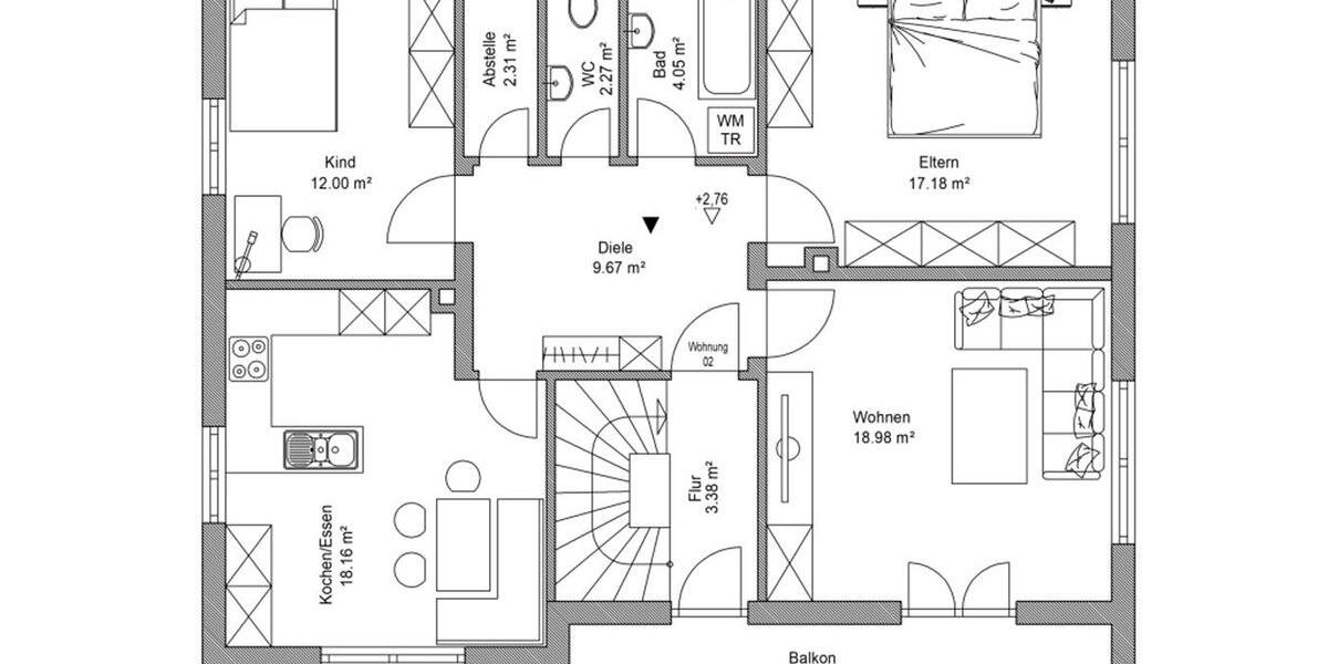 Etagenwohnung Peiting - 3 Zimmer, 84 m&sup2;, 1.500&euro; | Angebot:26122437