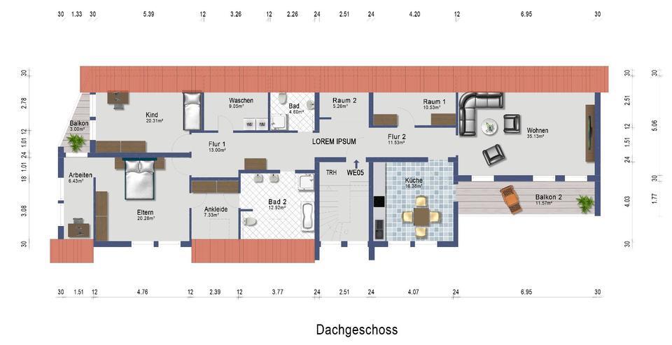 5,5-Zimmer-Dachgeschosswohnung in Neuhofen zimmer