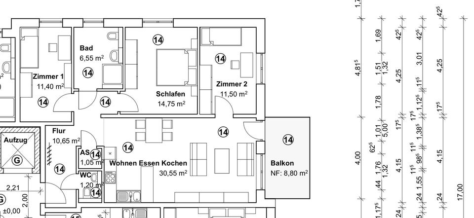 Etagenwohnung Hirschaid - 4 Zimmer, 92 m&sup2;, 1.288&euro; | Angebot:26705827