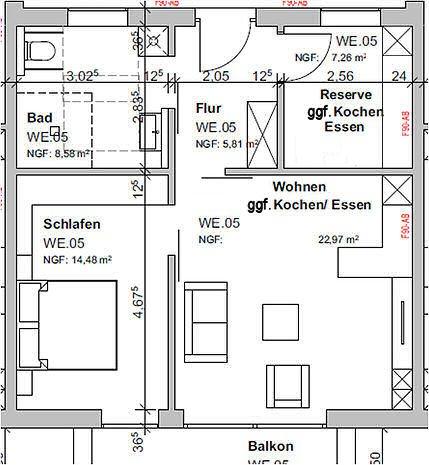 Etagenwohnung Büren - 3 Zimmer, 61 m&sup2;, 430&euro; | Angebot:26041653