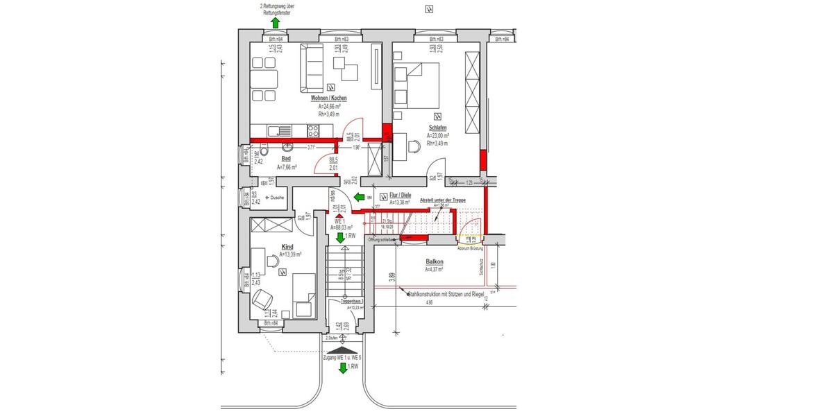 Etagenwohnung Bad Langensalza - 3 Zimmer, 100 m&sup2;, 850&euro; | Angebot:24385503