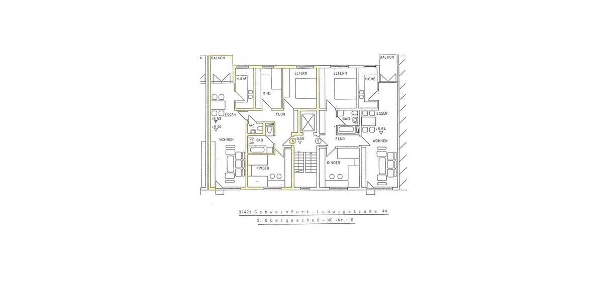 Etagenwohnung Schweinfurt Innenstadt - 4 Zimmer, 90 m&sup2;, 725&euro; | Angebot:26786755