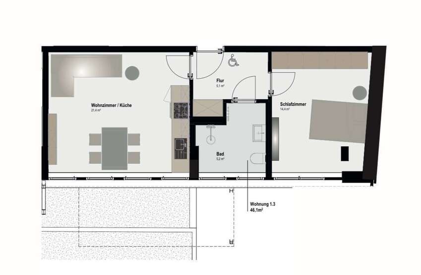 Wohnung zum Mieten in Aachen 677,67 € 46.1 m² 2 zimmer