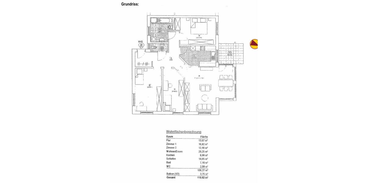 Etagenwohnung Müllheim - 4 Zimmer, 110 m&sup2;, 1.400&euro; | Angebot:25854153