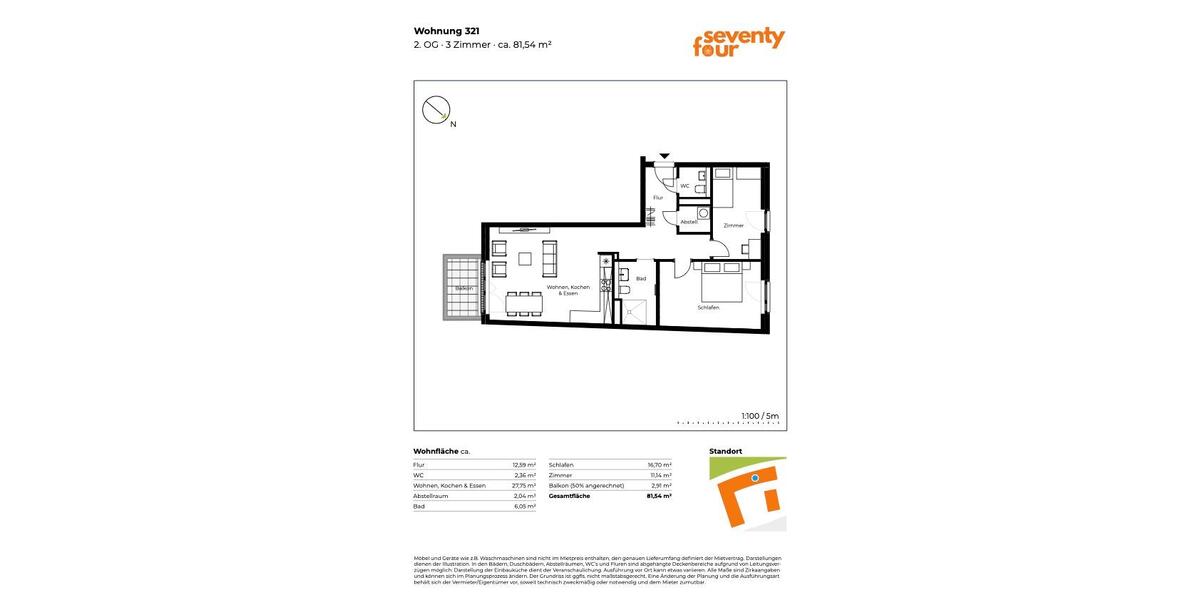 Etagenwohnung Lübeck Sankt Lorenz Nord - 3 Zimmer, 82 m&sup2;, 1.305&euro; | Angebot:25900369