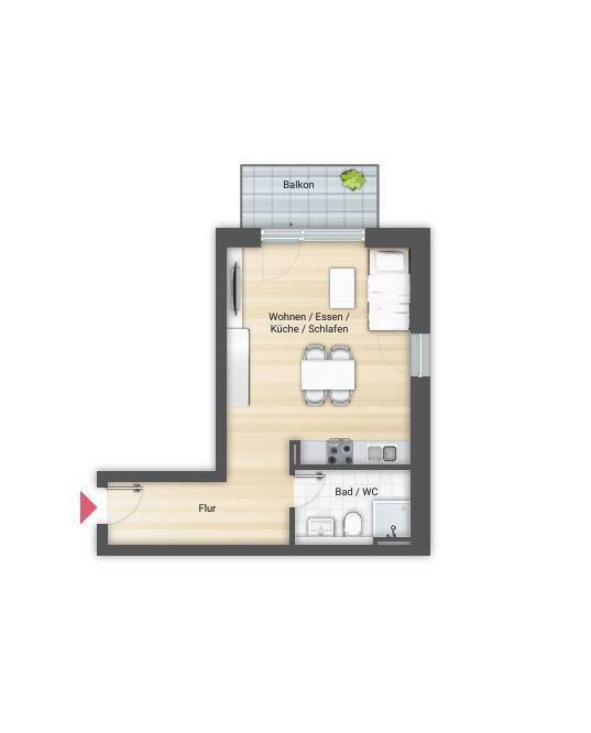 Ab sofort! Helle, möblierte 1-Zimmer-Wohnung mit Balkon!