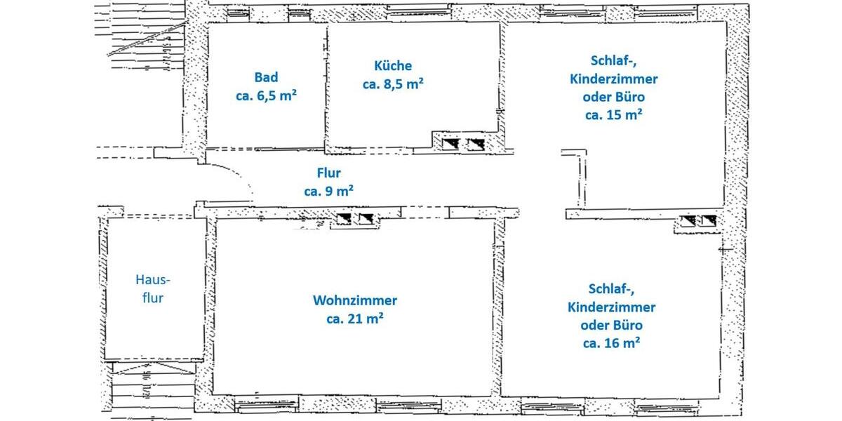 Erdgeschoßwohnung Güstrow - 3 Zimmer, 76 m&sup2;, 739&euro; | Angebot:23786950