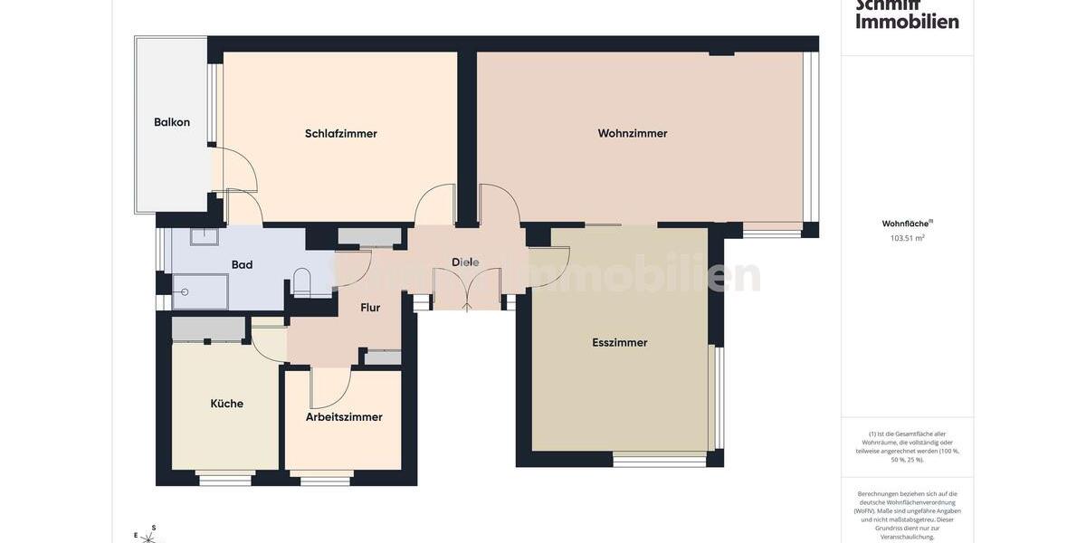 Etagenwohnung Frankfurt am Main Bockenheim - 4 Zimmer, 104 m&sup2;, 1.555&euro; | Angebot:26618598