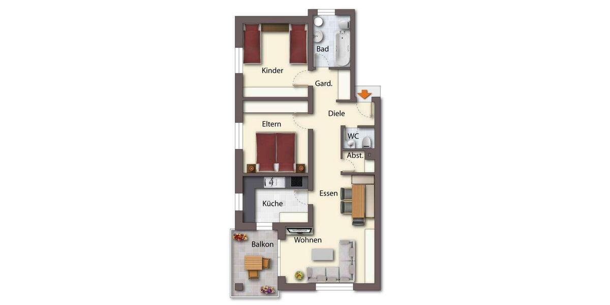 Erdgeschoßwohnung Sinn - 3 Zimmer, 86 m&sup2;, 800&euro; | Angebot:26632464