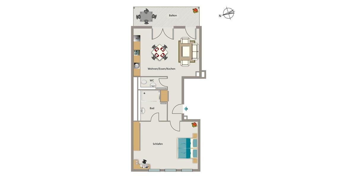 Etagenwohnung Essen Südviertel - 2.5 Zimmer, 69 m&sup2;, 727&euro; | Angebot:25027405
