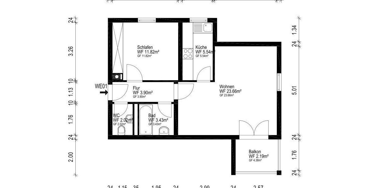 Erdgeschoßwohnung Waldenburg - 2 Zimmer, 53 m&sup2;, 640&euro; | Angebot:26426613