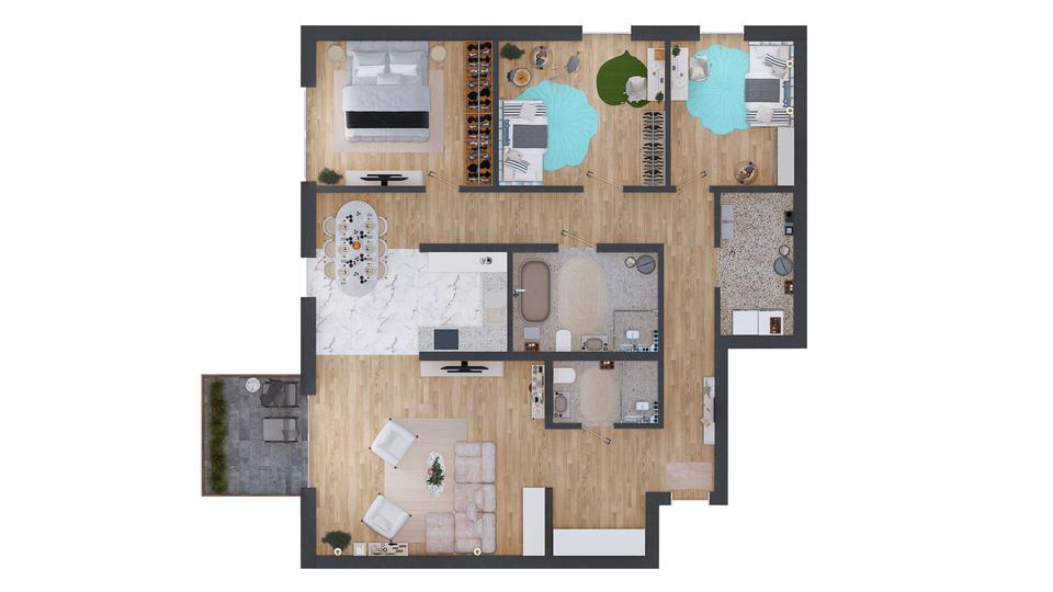 Erdgeschoßwohnung Sanitz - 4 Zimmer, 122 m&sup2;, 1.769&euro; | Angebot:23254443