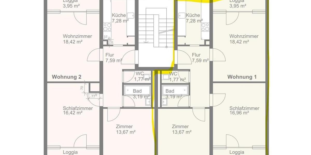 Etagenwohnung Darmstadt Darmstadt-Ost - 3 Zimmer, 73 m&sup2;, 985&euro; | Angebot:26688972