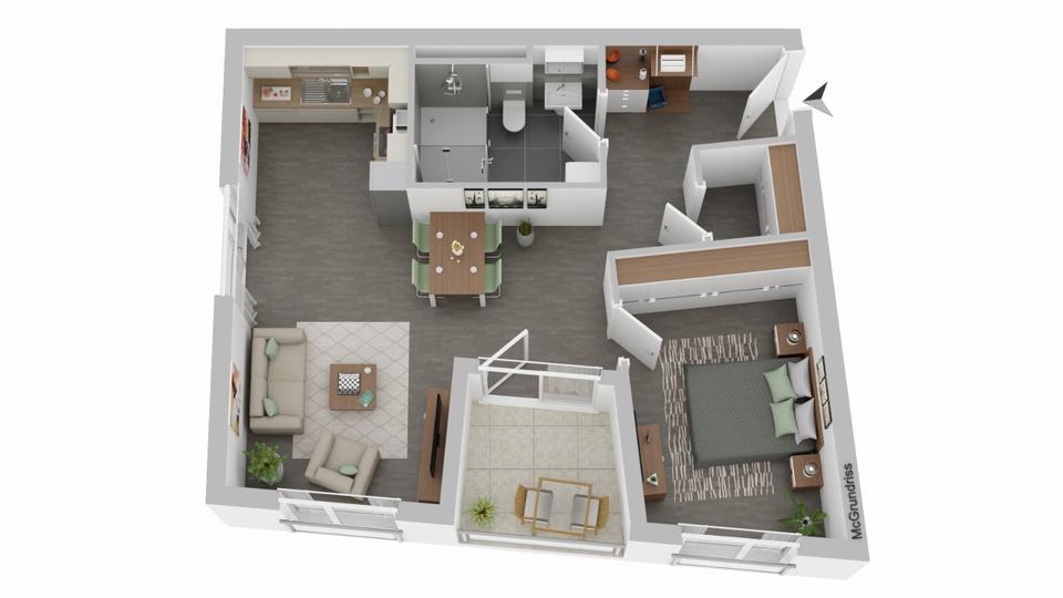 Etagenwohnung Kempten (Allgäu) - 2 Zimmer, 61 m&sup2;, 980&euro; | Angebot:25254937