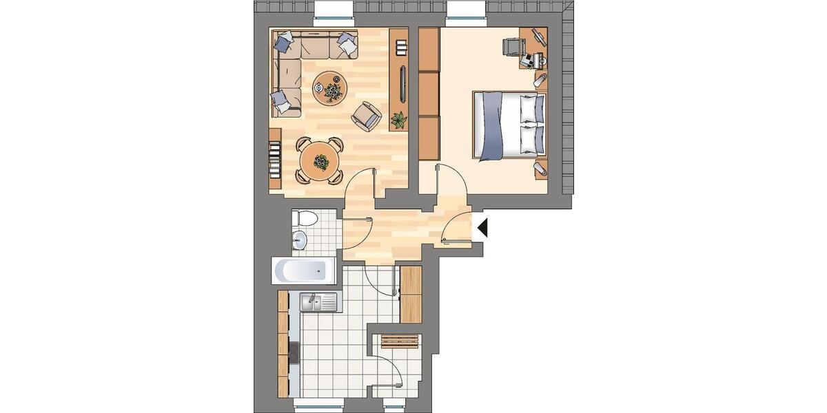 Erdgeschoßwohnung Herne Sodingen - 2 Zimmer, 51 m&sup2;, 399&euro; | Angebot:26003855