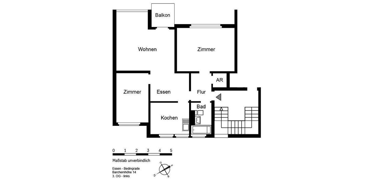 Etagenwohnung Essen Stadtbezirk IV - 3 Zimmer, 77 m&sup2;, 856&euro; | Angebot:26635114