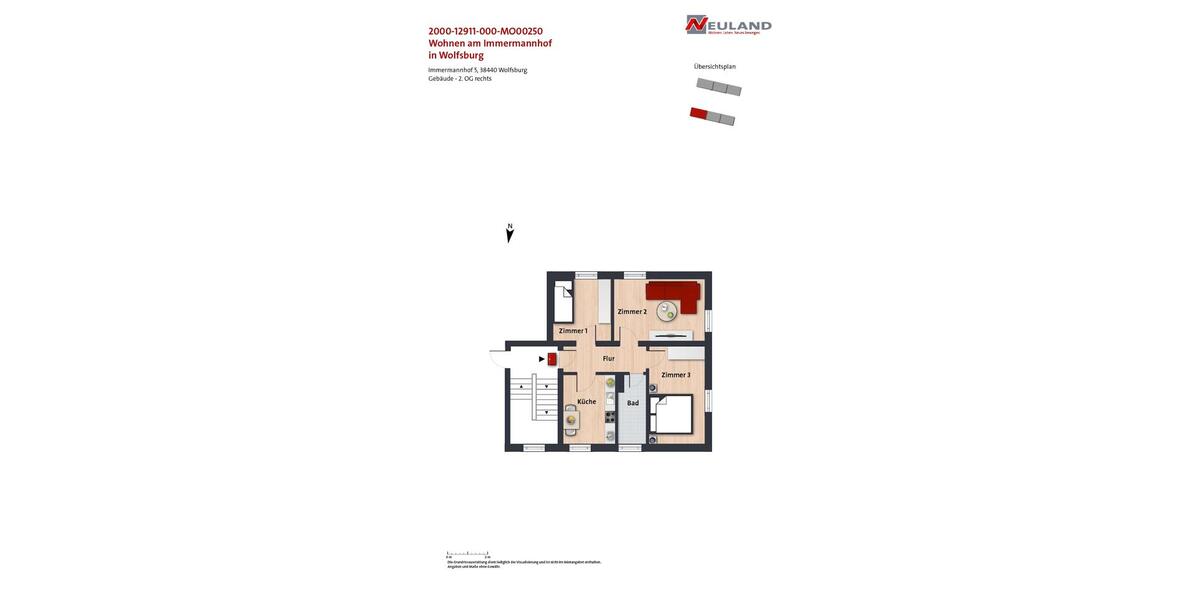 Etagenwohnung Wolfsburg - 1 Zimmer, 15 m&sup2;, 138&euro; | Angebot:25648224