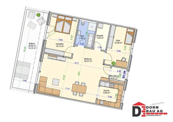 Etagenwohnung Schweinfurt Innenstadt - 3 Zimmer, 127 m&sup2;, 1.170&euro; | Angebot:25245462
