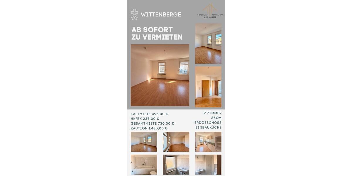 Erdgeschoßwohnung Wittenberge - 2 Zimmer, 65 m&sup2;, 495&euro; | Angebot:26435745