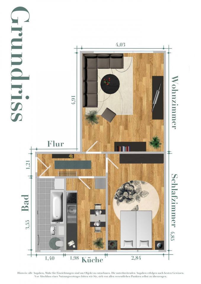 Komplett sanierte 2-Raumwohnung mit Balkon in ruhiger Wohnlage ab dem 01.12.2025 zu vermieten zimmer