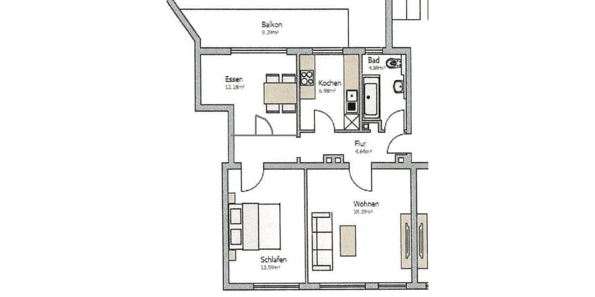 Zentrale 3-Zimmer Wohnung mit Balkon, Stellplatz & Küche 3 zimmer