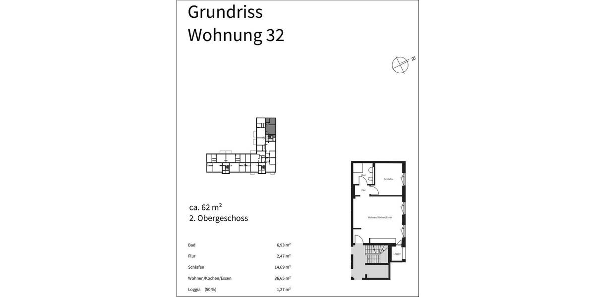 Etagenwohnung Offenbach Offenbach am Main - 2 Zimmer, 60 m&sup2;, 990&euro; | Angebot:25705918