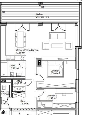 Etagenwohnung Bingen - 3 Zimmer, 109 m&sup2;, 1.650&euro; | Angebot:25912540