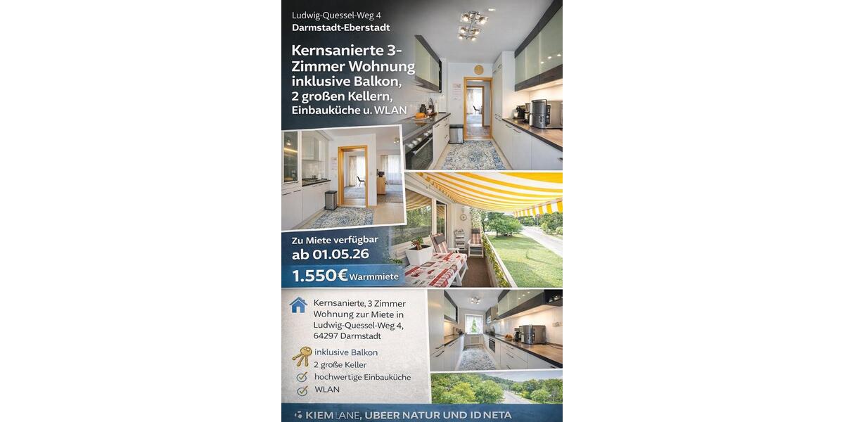 Etagenwohnung Rüsselsheim am Main - 3 Zimmer, 76 m&sup2;, 1.550&euro; | Angebot:25988987