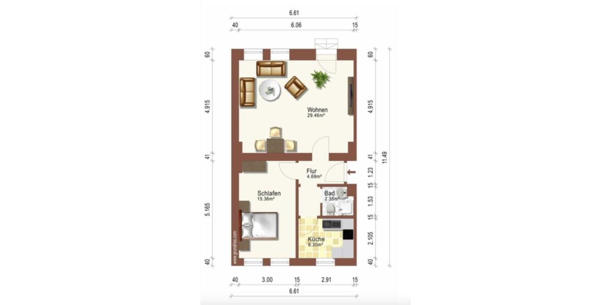 Erdgeschoßwohnung Magdeburg Leipziger Straße - 2 Zimmer, 58 m&sup2;, 430&euro; | Angebot:26276448