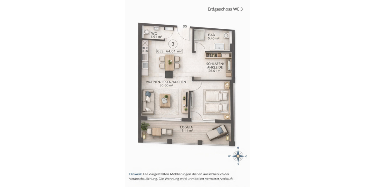 Erdgeschoßwohnung Albstadt Gemarkung Onstmettingen - 2 Zimmer, 64 m&sup2;, 720&euro; | Angebot:25219652