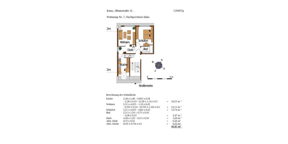 Etagenwohnung Konz Karthaus - 2 Zimmer, 47 m&sup2;, 390&euro; | Angebot:26544860