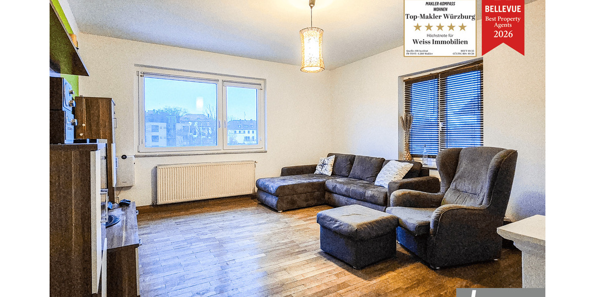 Etagenwohnung Würzburg Altstadt - 3 Zimmer, 90 m&sup2;, 990&euro; | Angebot:25248867
