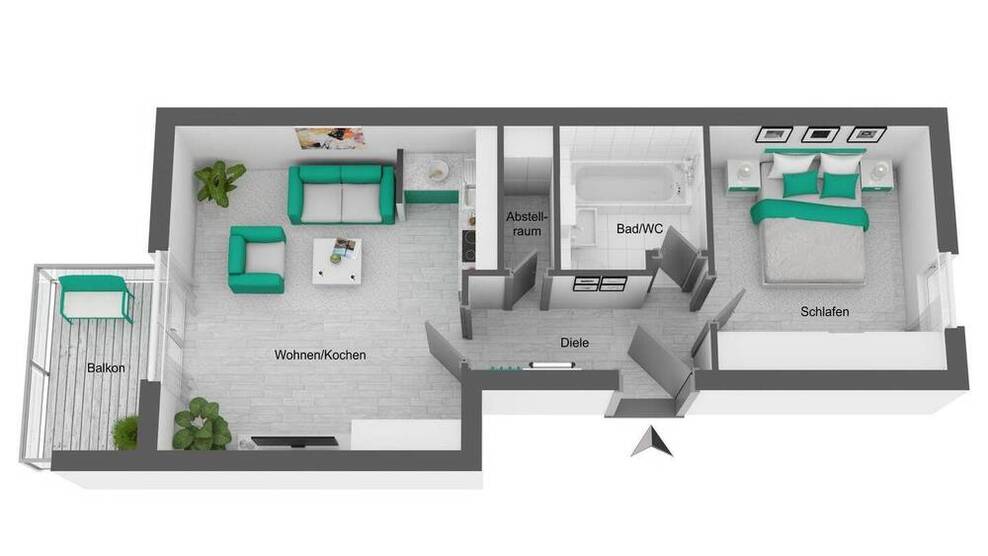 Verfügbar ab 01.10.2025 I 2 Zimmer I Balkon I Einbauküche I Badewanne
