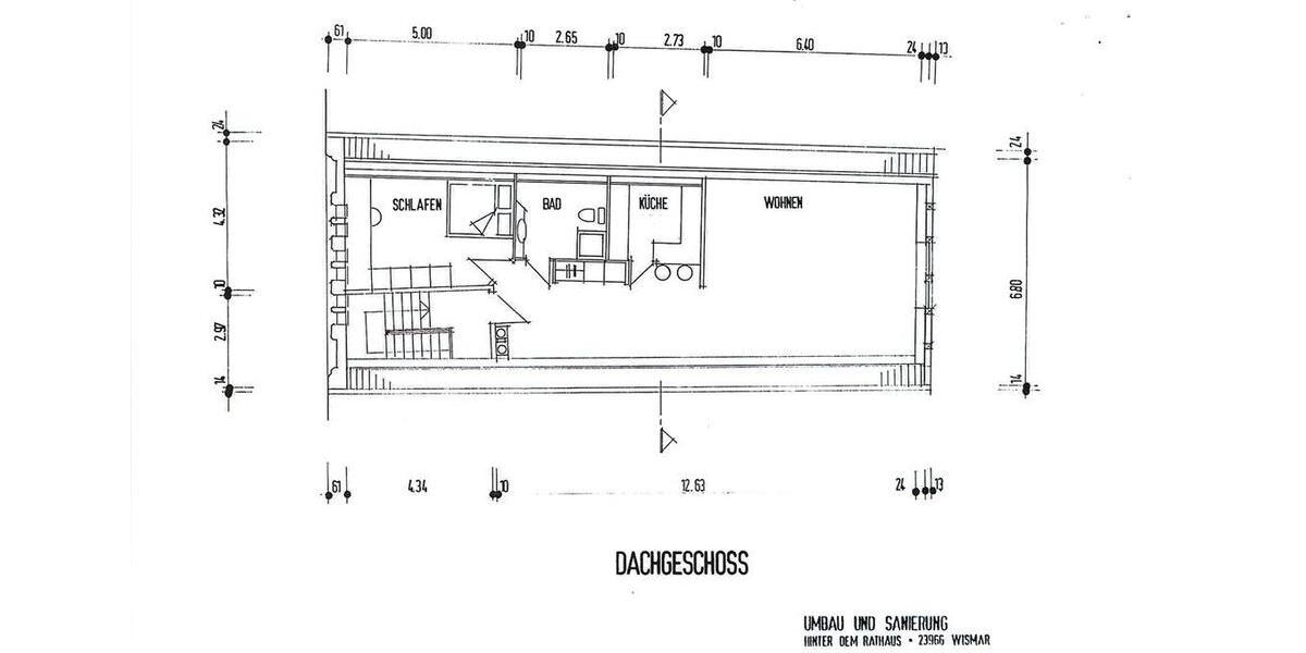 Dachgeschoßwohnung Wismar Altstadt - 2 Zimmer, 70 m&sup2;, 800&euro; | Angebot:22623427