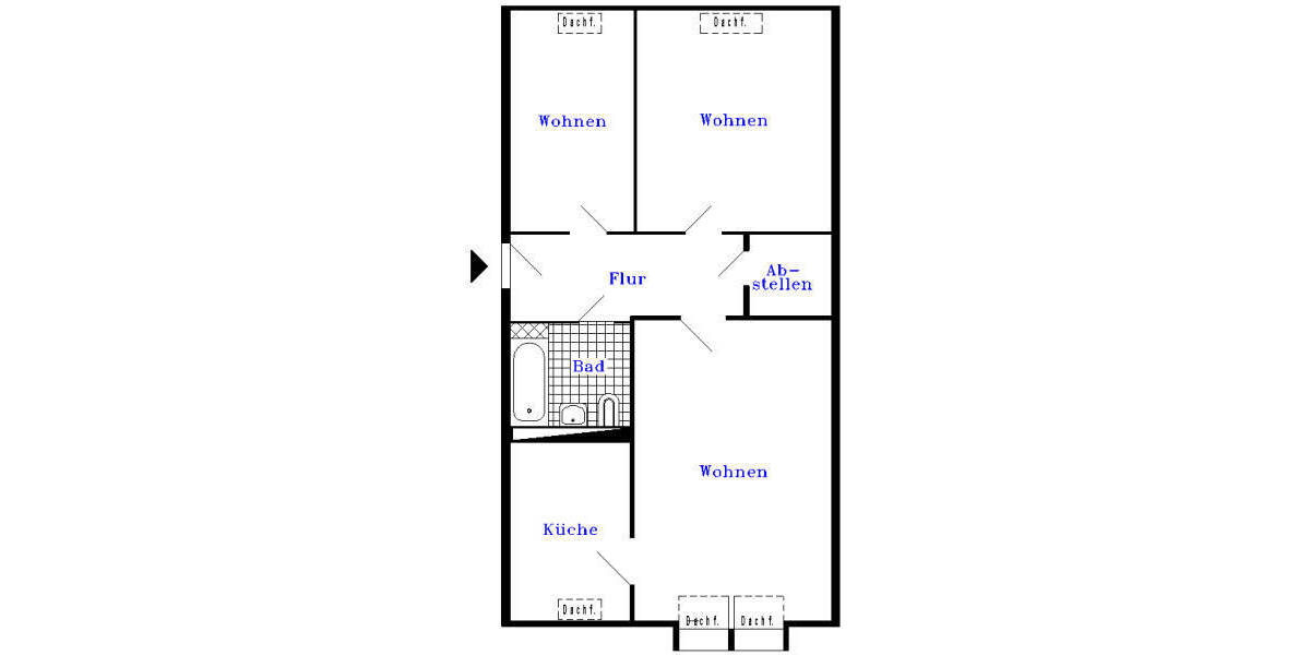 Etagenwohnung Merseburg - 3 Zimmer, 61 m&sup2;, 340&euro; | Angebot:25663962
