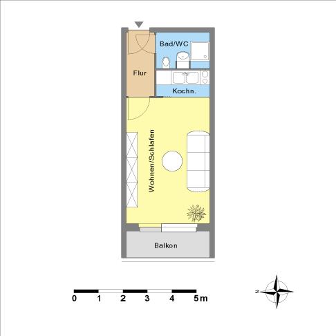 1-Raum-Wohnung mit Balkon zimmer