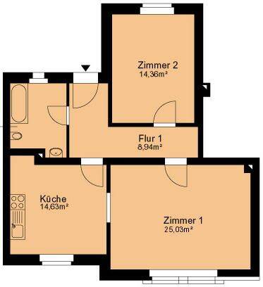 Etagenwohnung Riesa Gröba - 2 Zimmer, 65 m&sup2;, 349&euro; | Angebot:25969958