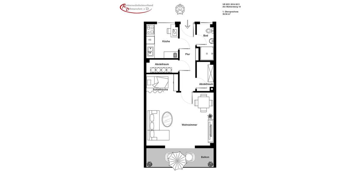 Etagenwohnung Hennstedt - 1 Zimmer, 37 m&sup2;, 351&euro; | Angebot:25107855