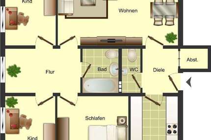 Wohnung zum Mieten in Duisburg 729 € 87.17 m² 4 zimmer