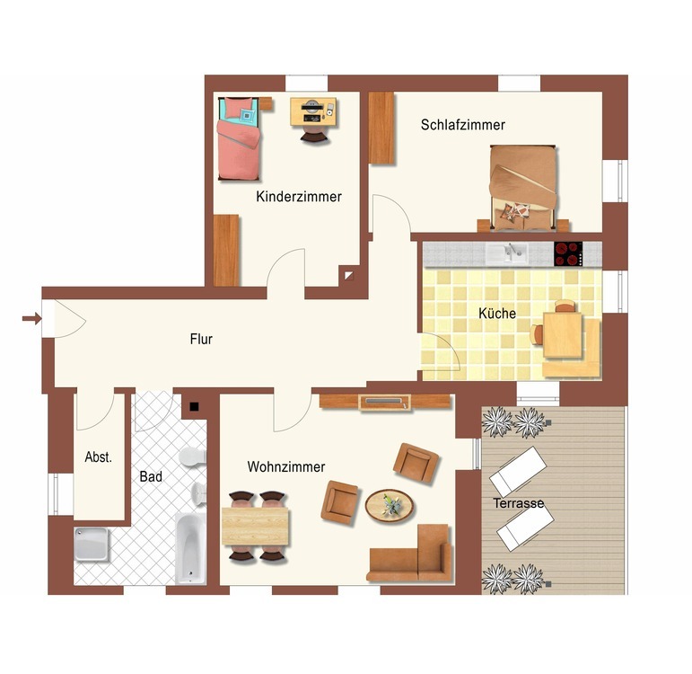 Wohnen im Grünen - schöne ruhige 3-Zimmer-Erdgeschoßwohnung