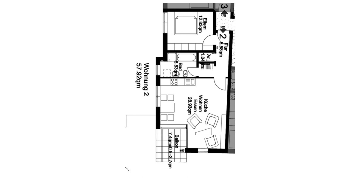 Etagenwohnung Neuhausen auf den Fildern - 2 Zimmer, 58 m&sup2;, 770&euro; | Angebot:25166830