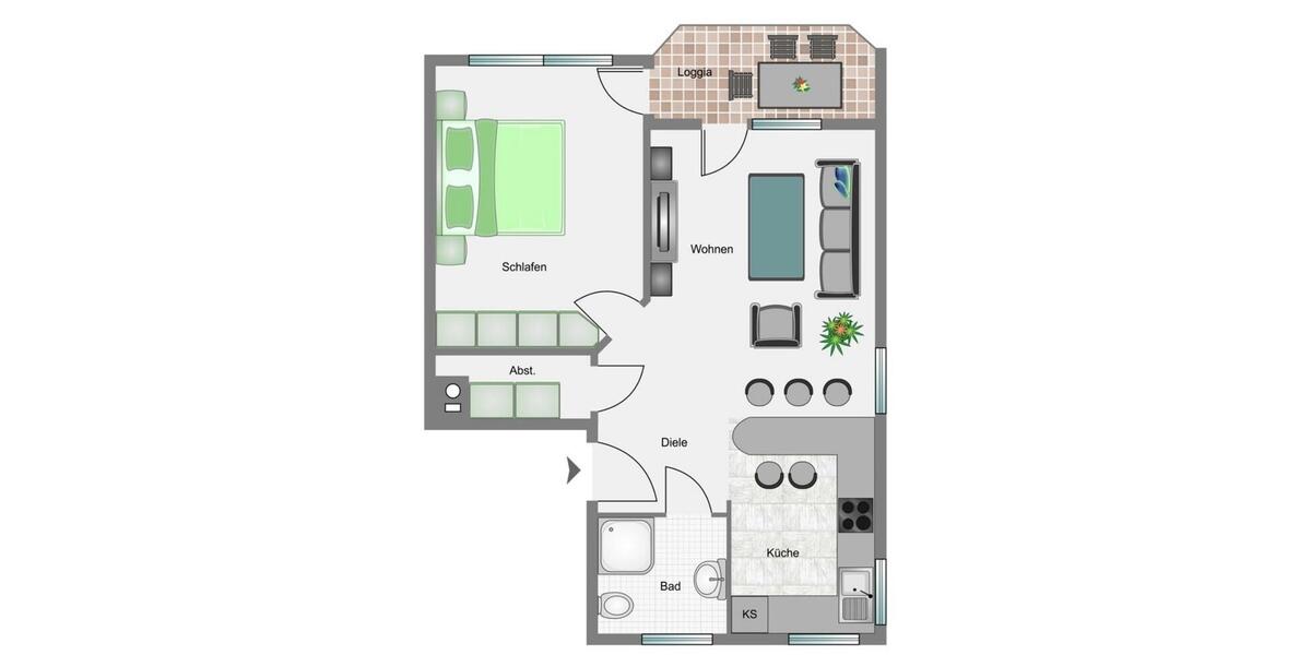 Erdgeschoßwohnung Herrenberg - 2 Zimmer, 50 m&sup2;, 720&euro; | Angebot:24748023