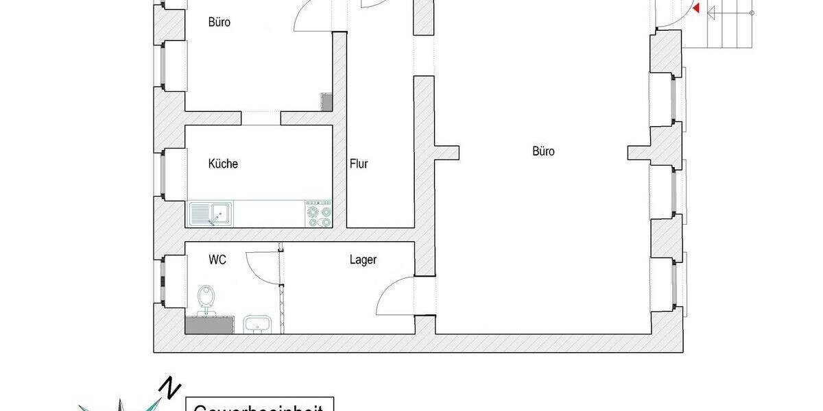 Gewerbeobjekt Chemnitz Schloßchemnitz - 2 Zimmer, 72 m&sup2;, 500&euro; | Angebot:26695876