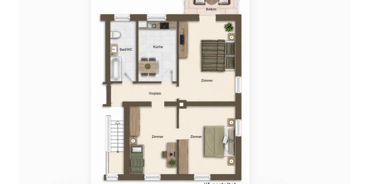 Etagenwohnung Singen (Hohentwiel) Singen - 3 Zimmer, 60 m&sup2;, 720&euro; | Angebot:26672265