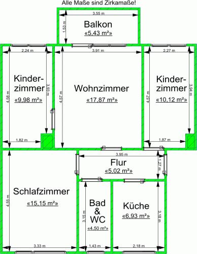 4-Raum-Wohnung im Stadtzentrum mit Badewanne und Balkon 4 zimmer