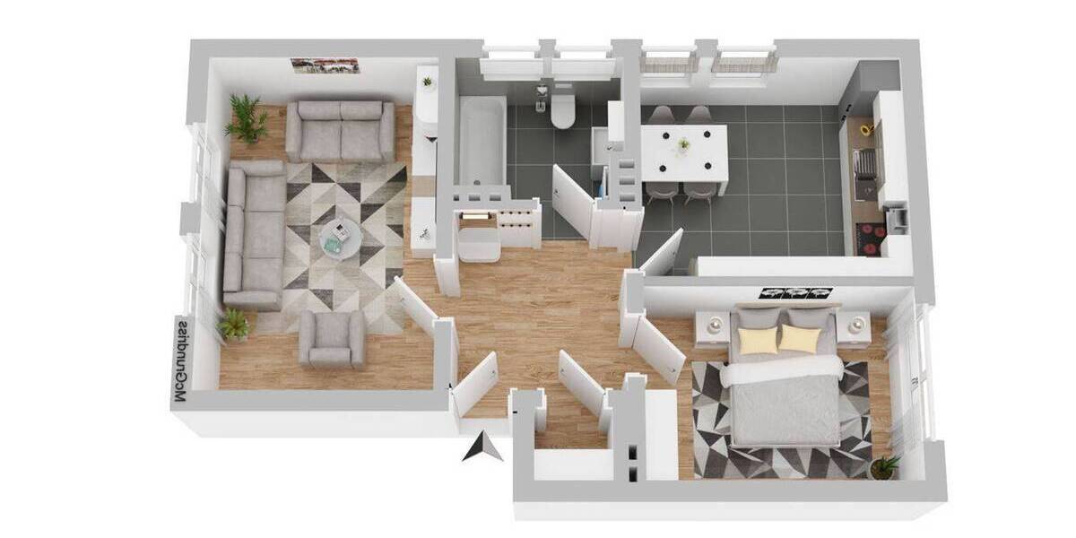 Etagenwohnung Neuss Barbaraviertel - 2 Zimmer, 56 m&sup2;, 950&euro; | Angebot:26820671