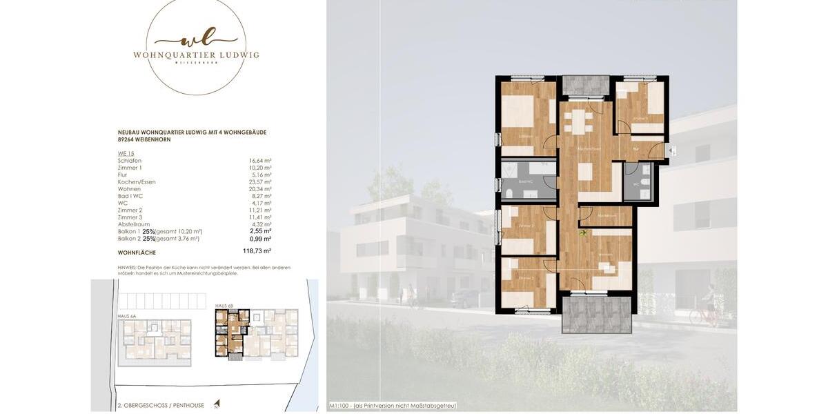 Etagenwohnung Weißenhorn - 5.5 Zimmer, 122 m&sup2;, 1.684&euro; | Angebot:25931200